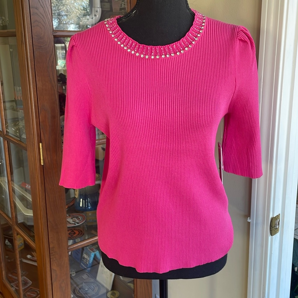 NWT Nanette Lenore Fushsia Rose Knit Top